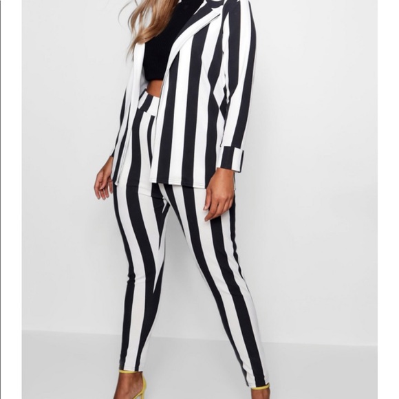 black and white striped jacket plus size